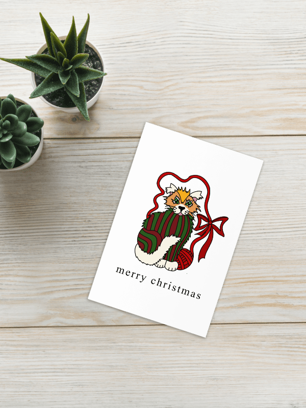 Whimsical Christmas Cat Greeting Card product image (2)