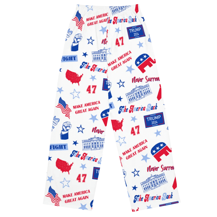 Trump 2024 Republican Patriot Make America Great Again White Pattern Unisex Pajama Pant product image (2)
