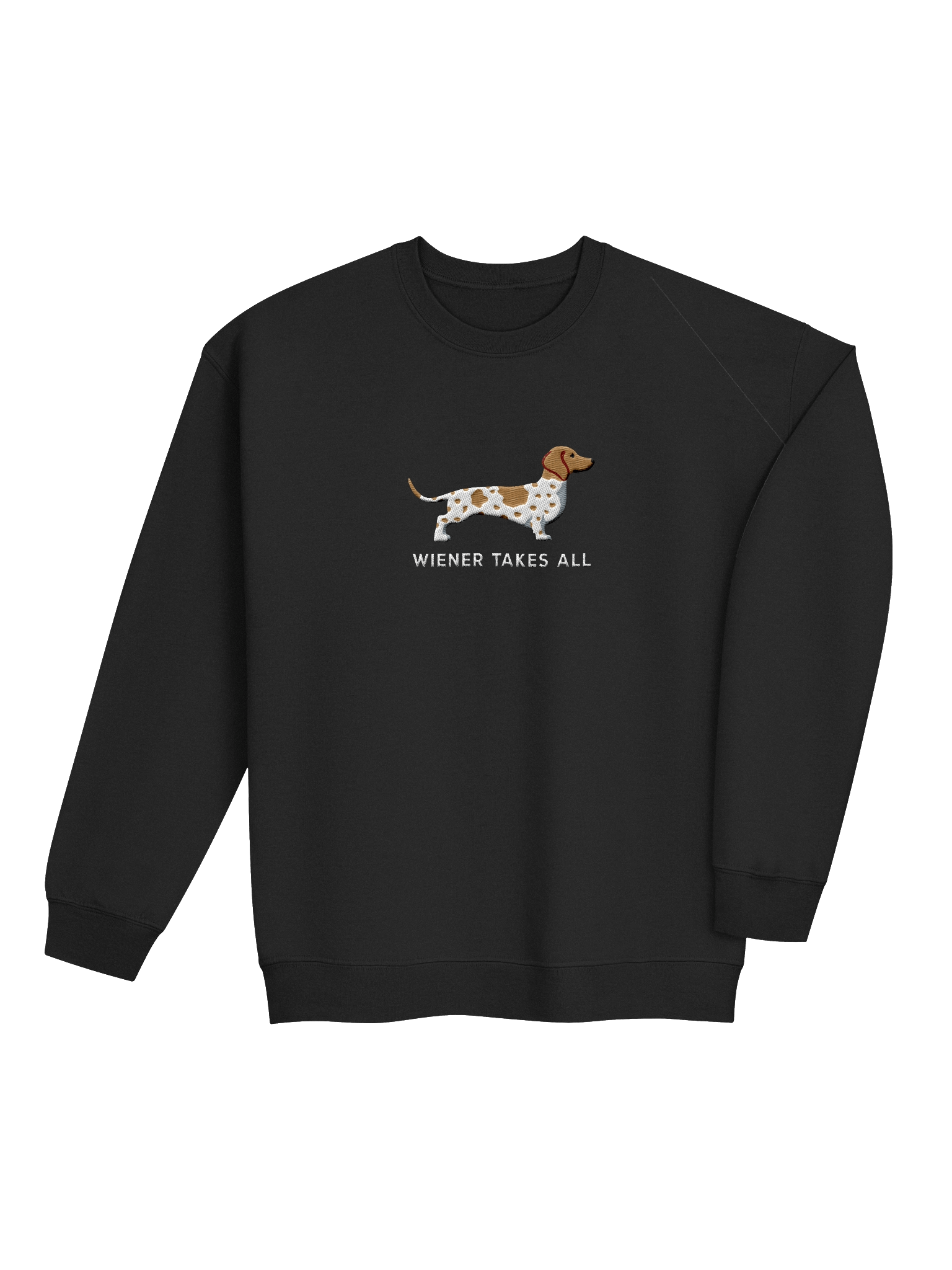 Wiener Takes All Sweatshirt (Embroidered) of a Dachshund(Piebald Brown) product image (24)