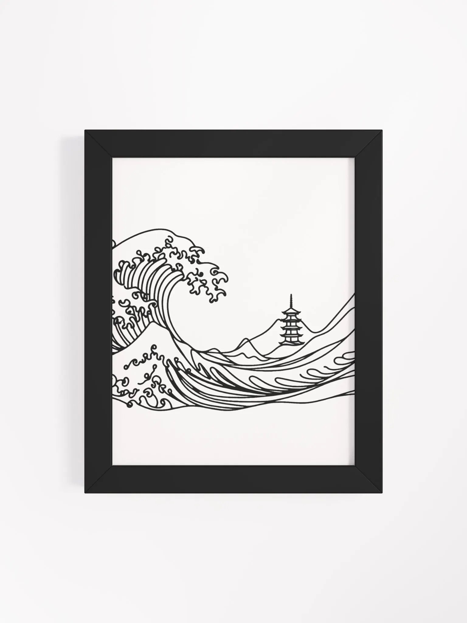 Kanagawa Waves Lines Art Design Wood Framed Poster product image (84)