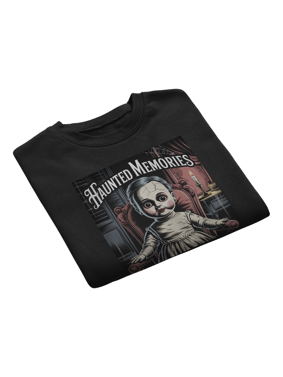 Haunted Memories Women's Fleece Crop Sweatshirt - Black Gothic Doll Design by Midnight Veil Designs product image (7)