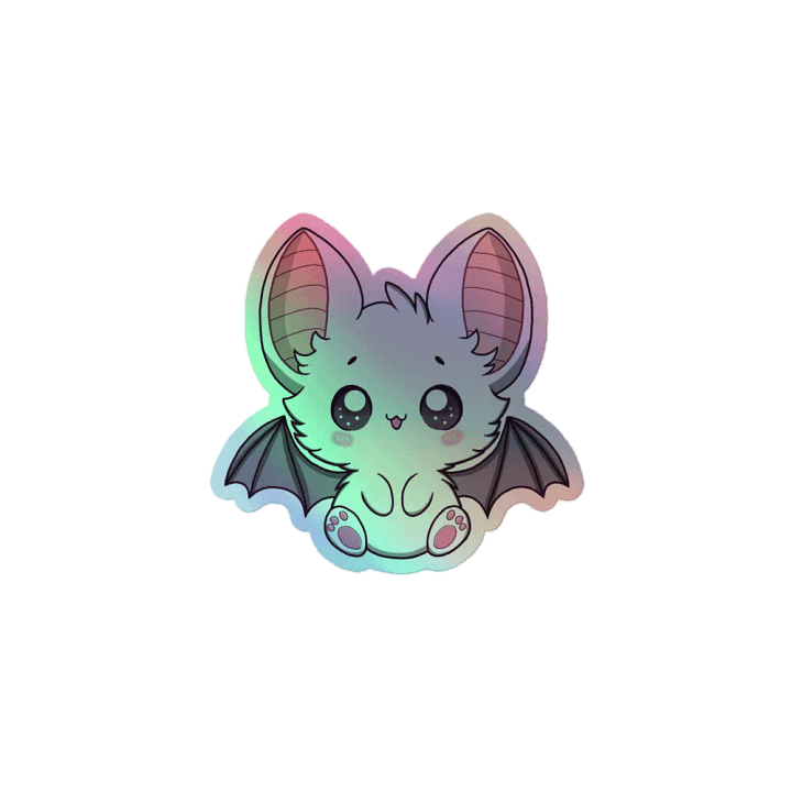 Whimsical White Bat Holographic Sticker Set product image (1)
