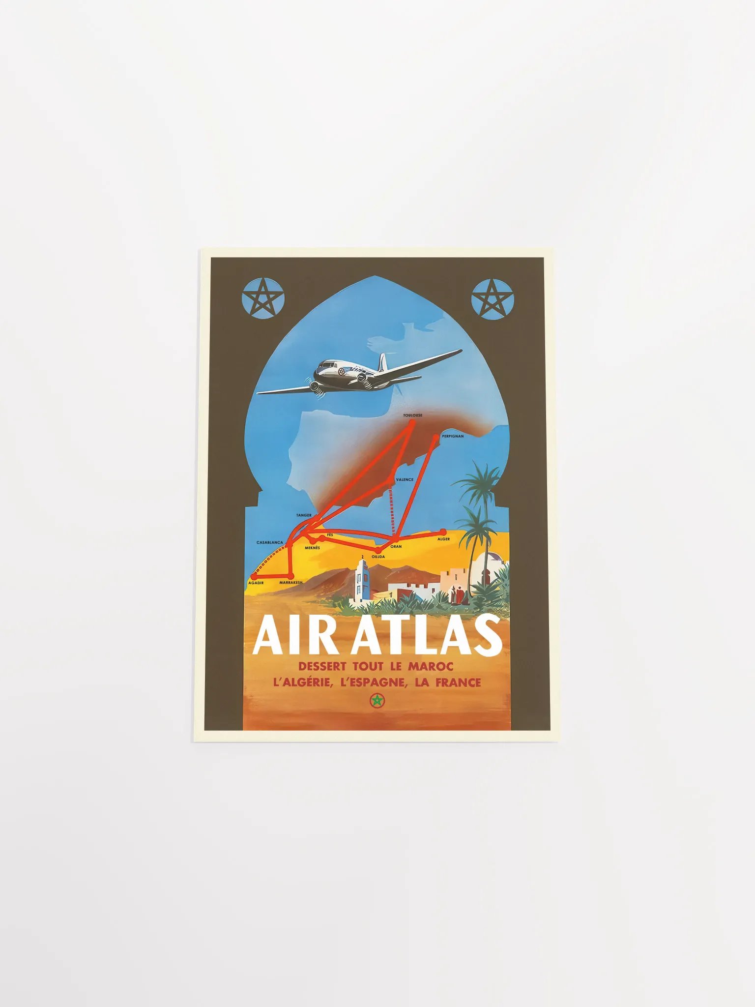 Morocco, Air Atlas, 1950s — retro travel poster, vintage travel print product image (10)