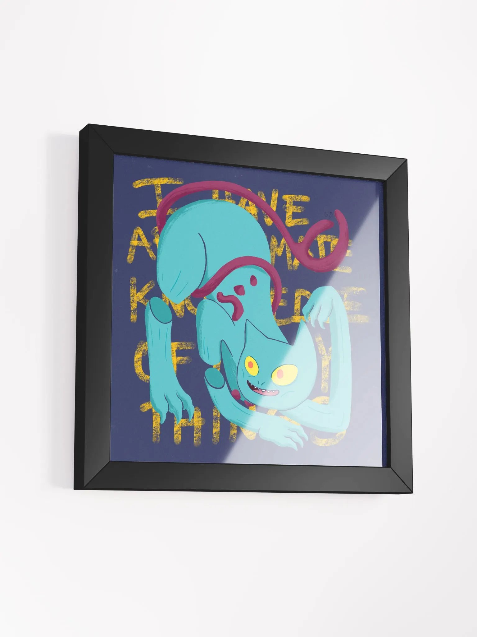 Demon Cat Poster with Frame - Black/White product image (21)