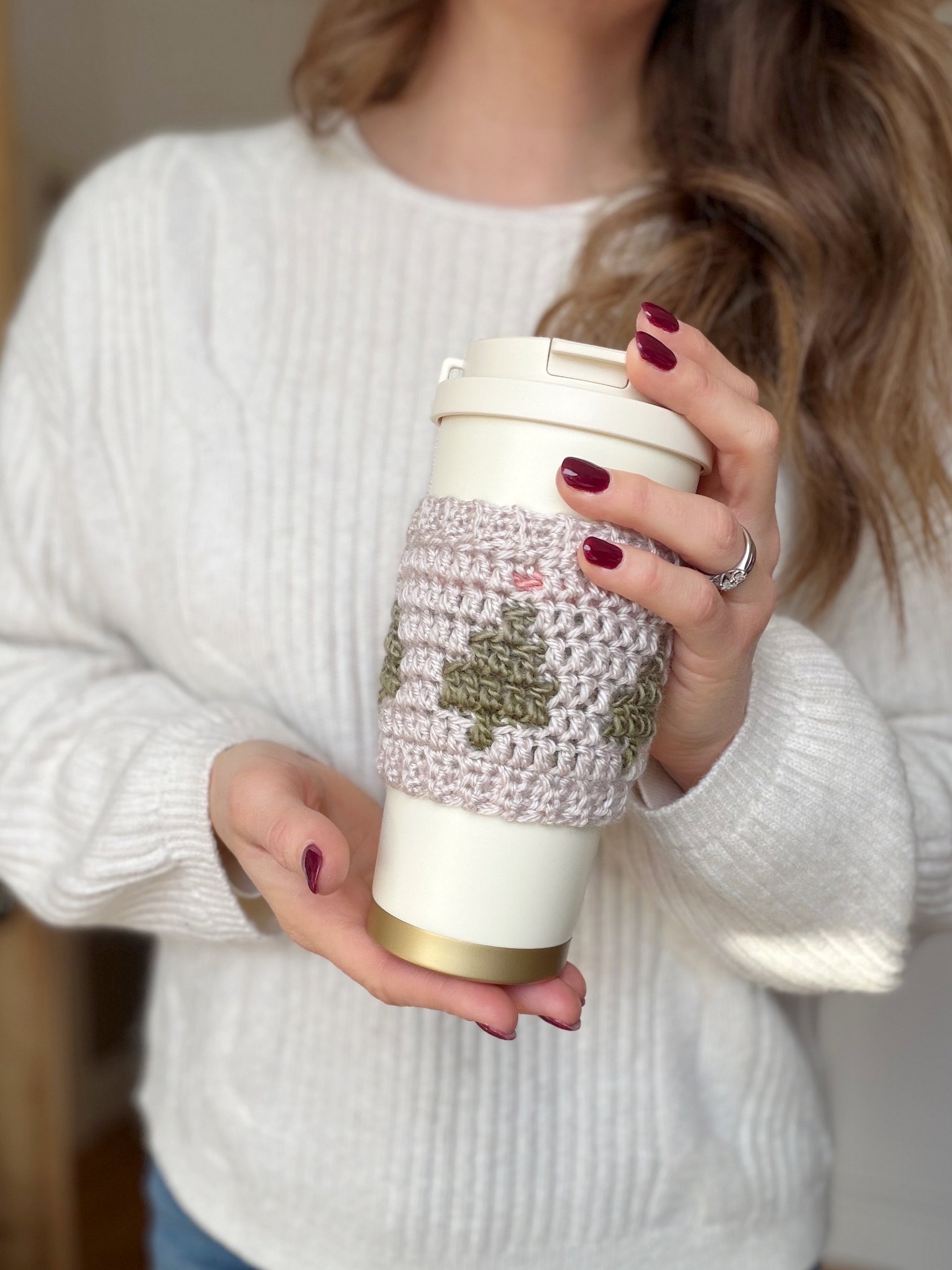 CROCHET PATTERN + VIDEO Holiday Coffee Cup Sleeve - 4 designs, Winter Mug Cozy Pdf, Christmas Trees & Festive printable product image (12)