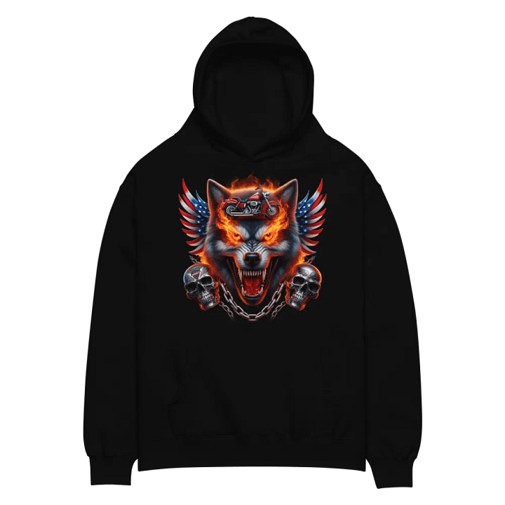 Rebel Wolf Motorcycle Flames Hoodie #42 product image (2)