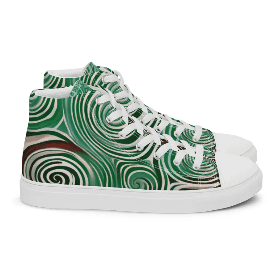 Funky Cool Green Liquid Tie-Dye Women's High-Top Canvas Shoes product image (3)