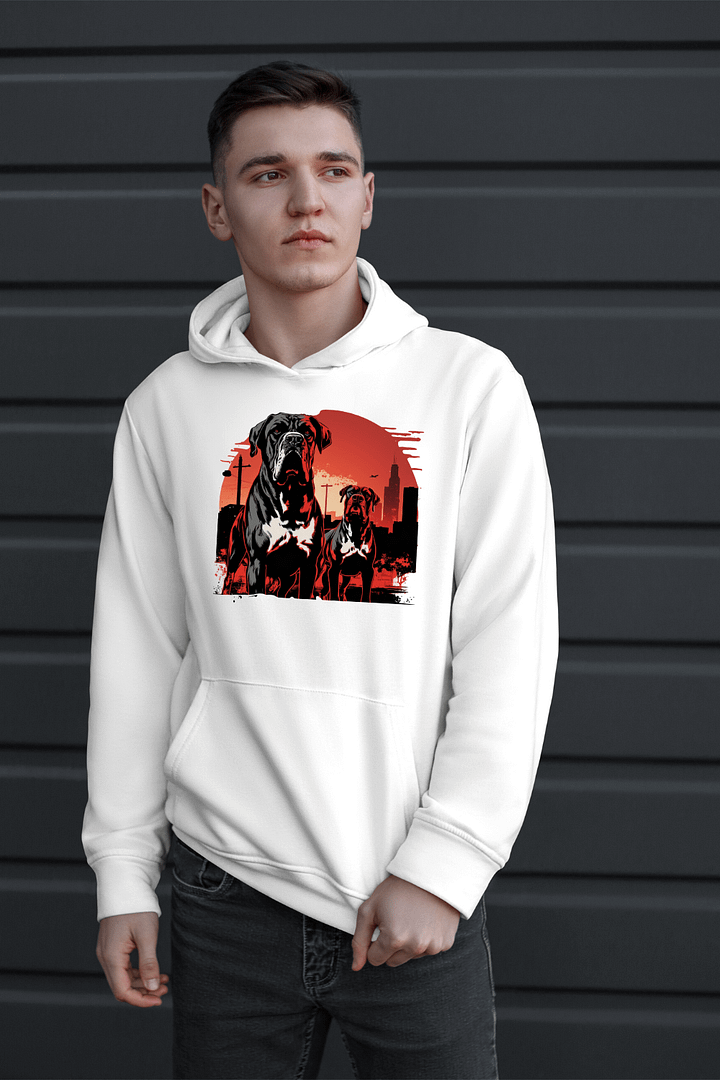 Retro Red Two Standing Pitbull Hoodie product image (1)