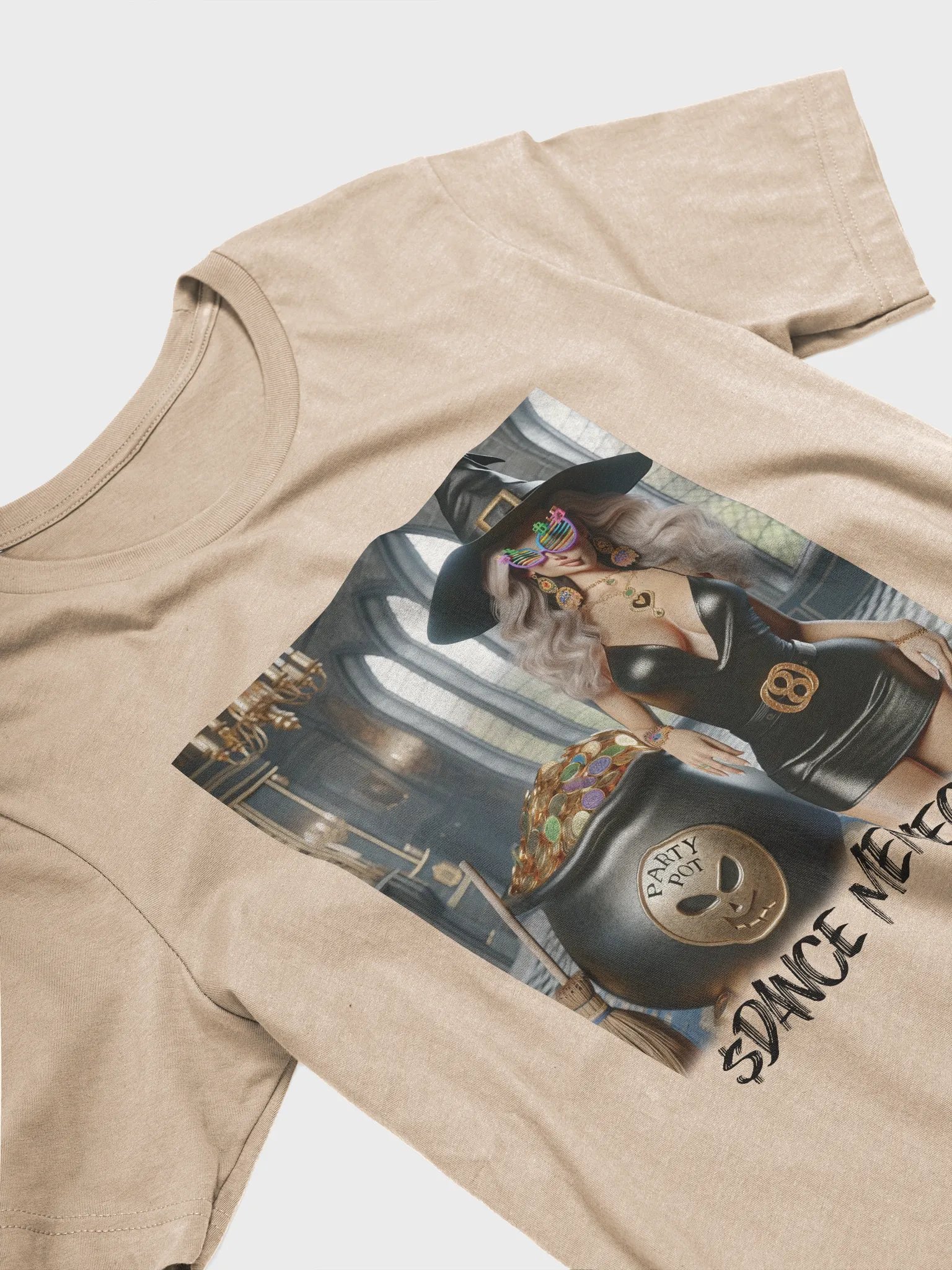 WEALTHY WITCH - DANCE MEMECOIN - PREMIUM TEE - TAN product image (5)