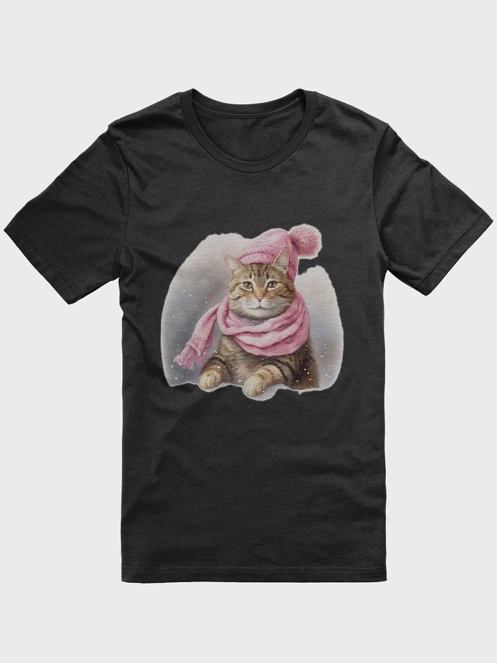 Adorable cute Cat wearing a pink hat and scarf Supersoft T-Shirt product image (1)