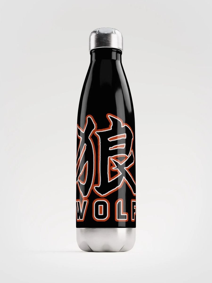 Black Stainless Steel Water Bottle (Wolf Japanese Kanji) product image (1)