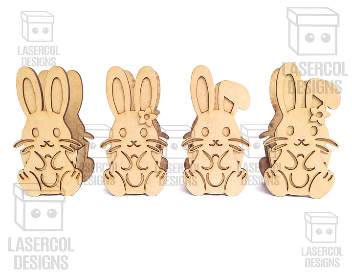 Easter Bunny Basket Set 2 (4 Styles, 2 Sizes) - Laser Cut Files product image (2)