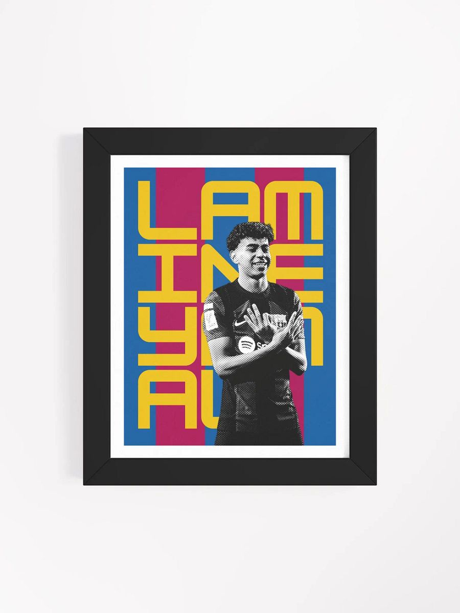 Lamine Yamal BW Barcelona Name Art Framed Print product image (3)