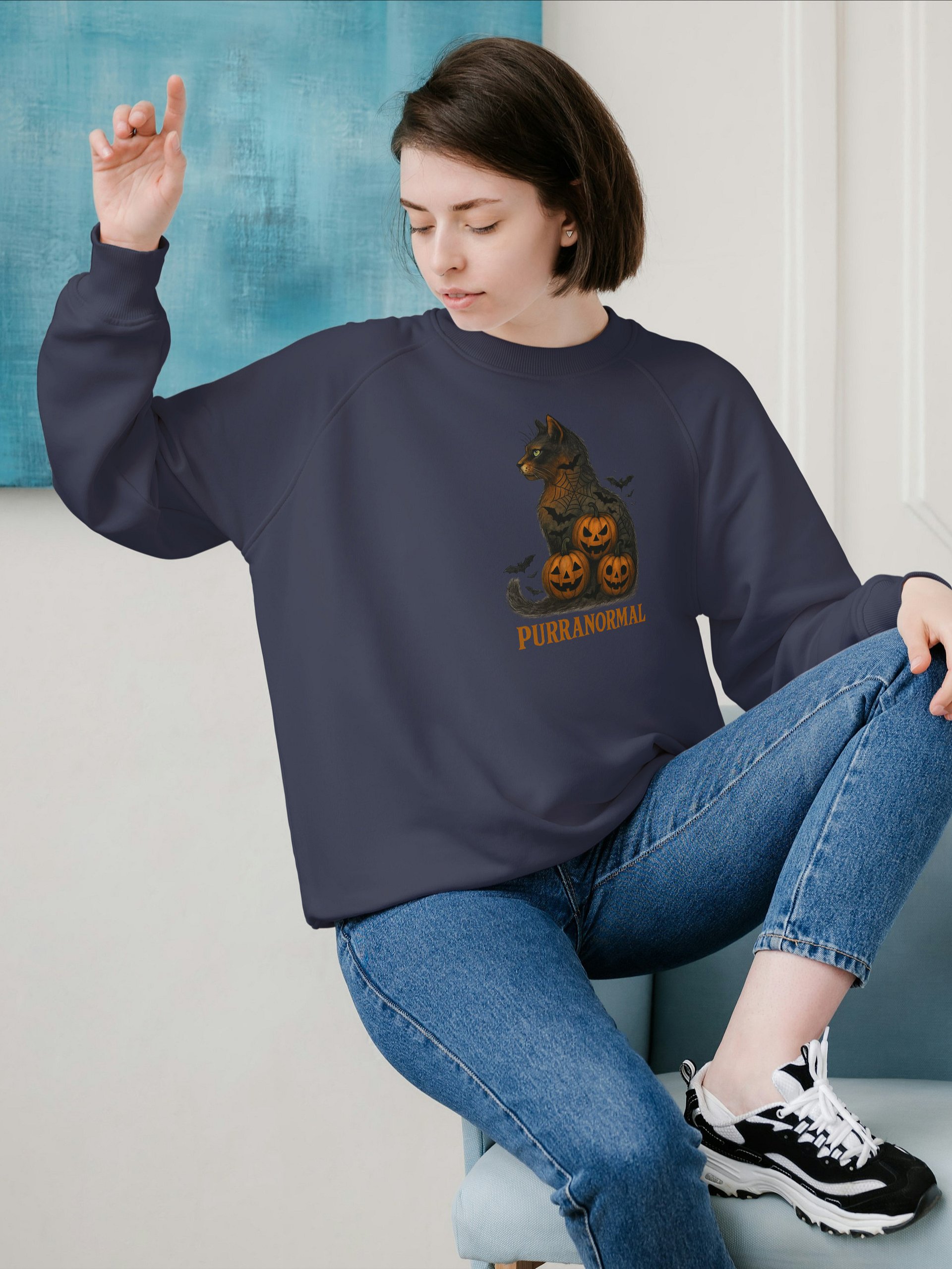 Purranormal Funny Cat Halloween Sweatshirt product image (34)