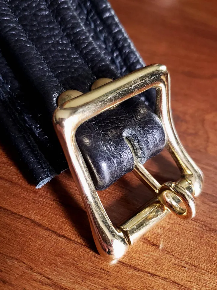 Black and brass leather cuff set (custom order) product image (2)