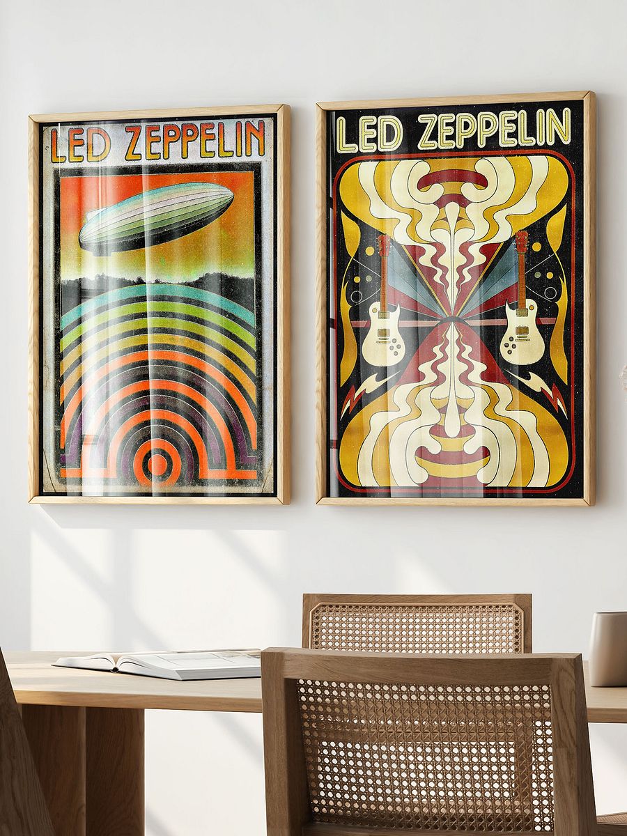 1970s Led Zeppelin Poster | Psychedelic Concert Rock Art Print Memorabilia | Iconic 70s Vintage Music Retro Wall Decor for Rock N Roll Fans product image (2)