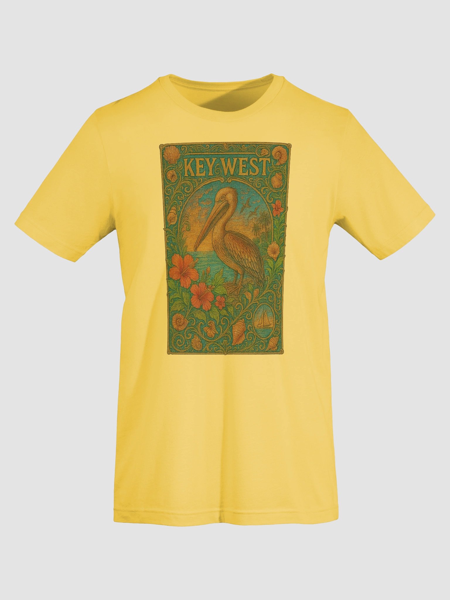 Key West Tropical T-Shirt Ultra Soft Tee with Pelican and Hibiscus product image (7)