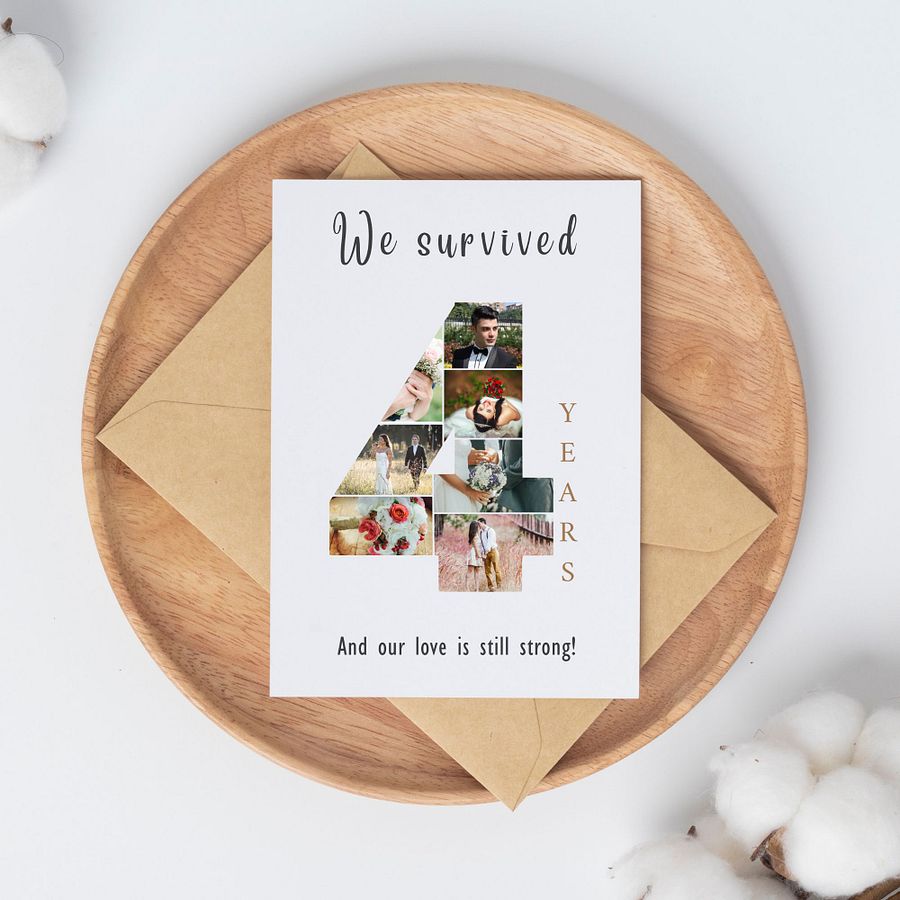 4 Year Anniversary Photo Card Editable Canva Template product image (4)