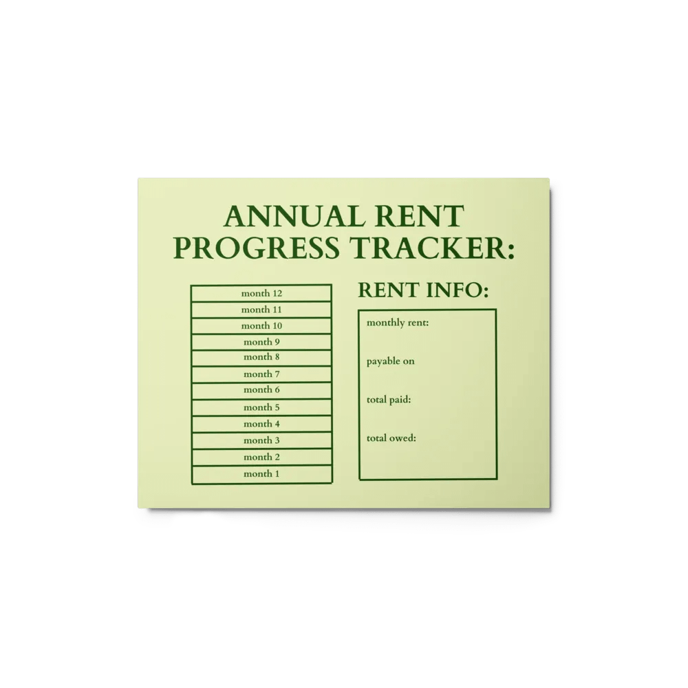 HIGHFALUTIN ANNUAL RENT TRACKER (forest design 3) product image (1)