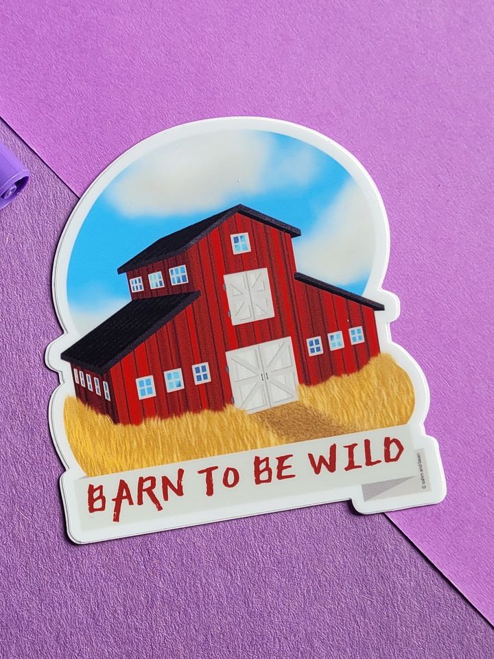 Barn To Be Wild - Red Monitor Western Barn 3" Durable Vinyl Sticker product image (1)