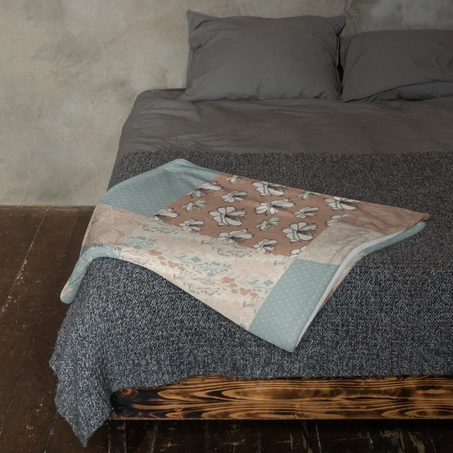 Vintage Romance Taupe Floral Patchwork Throw Blanket product image (12)