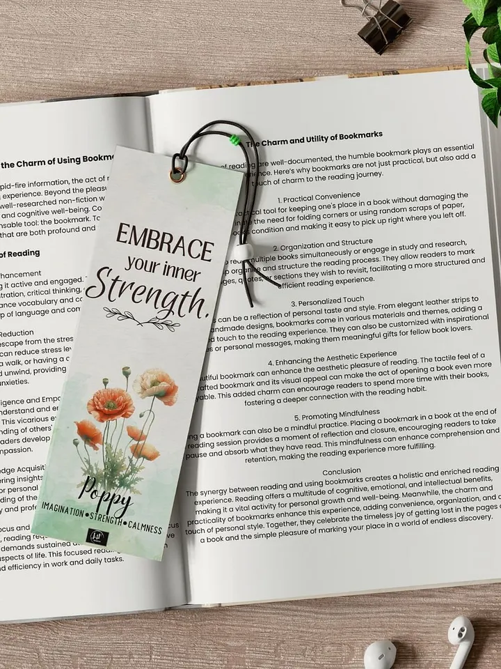 FREE Poppy Bookmark Printable, Inspirational Sayings With August's Birth Month Flower product image (2)