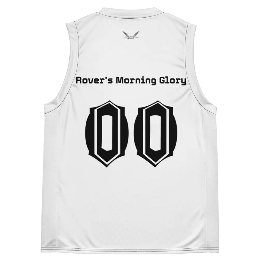 Rover's Morning Glory - White - Recycled Unisex Basketball Jersey - Black HApex Gear Black Logo product image (11)