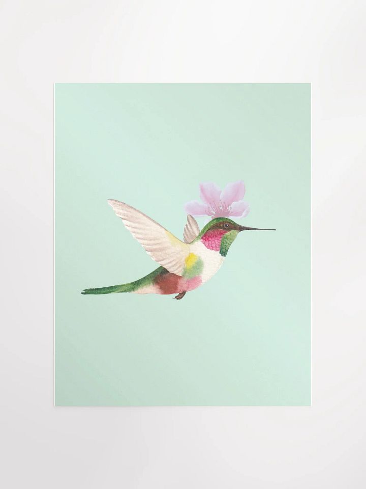 Green Inspo Vibrant watercolor Hummingbird Flight Poster product image (1)