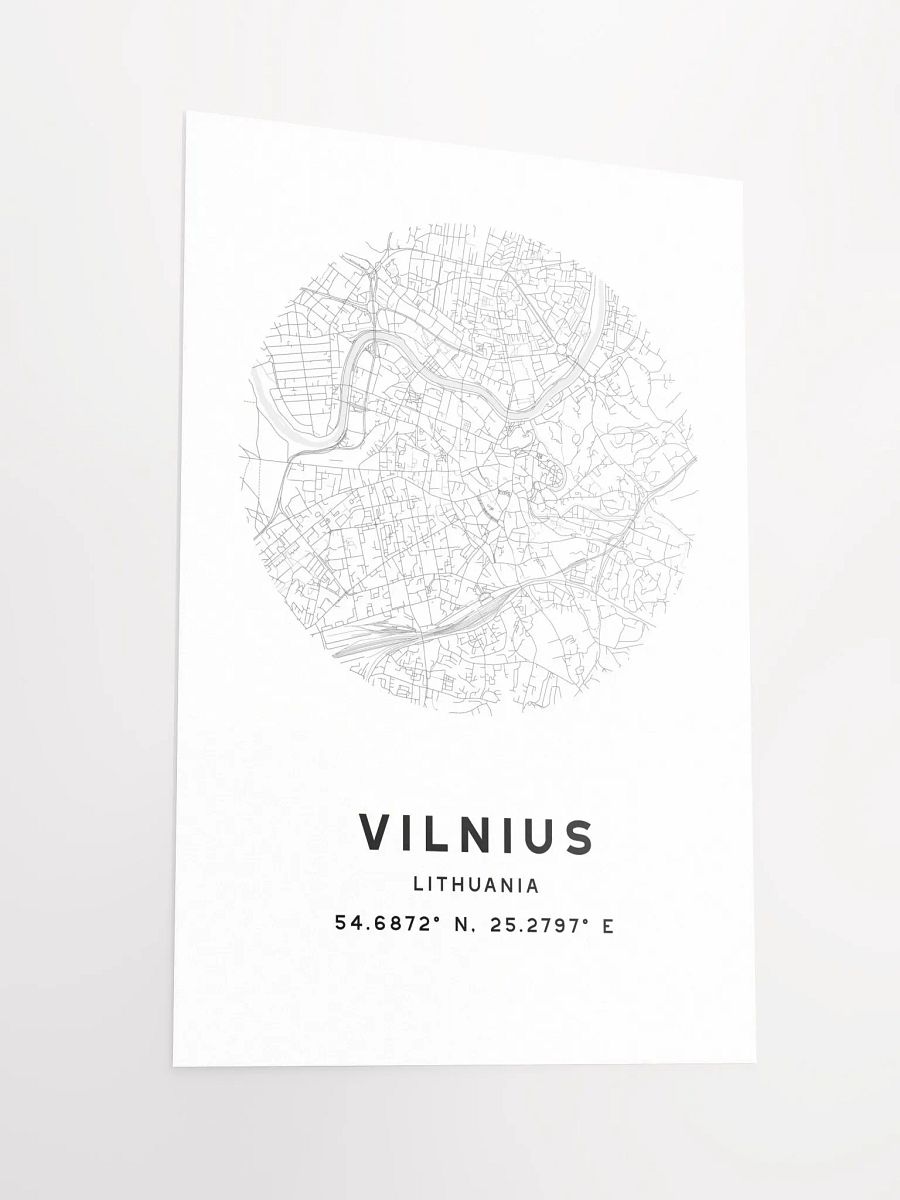 Vilnius Street Map Poster – White Minimalist Circular City Art product image (4)