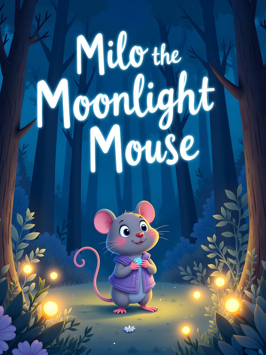 Milo the Moonlight Mouse | Kids Bedtime Story PDF | Preschool Fairy Tale Book | Toddler Ebook | Instant Digital Download (25 Pages) product image (1)