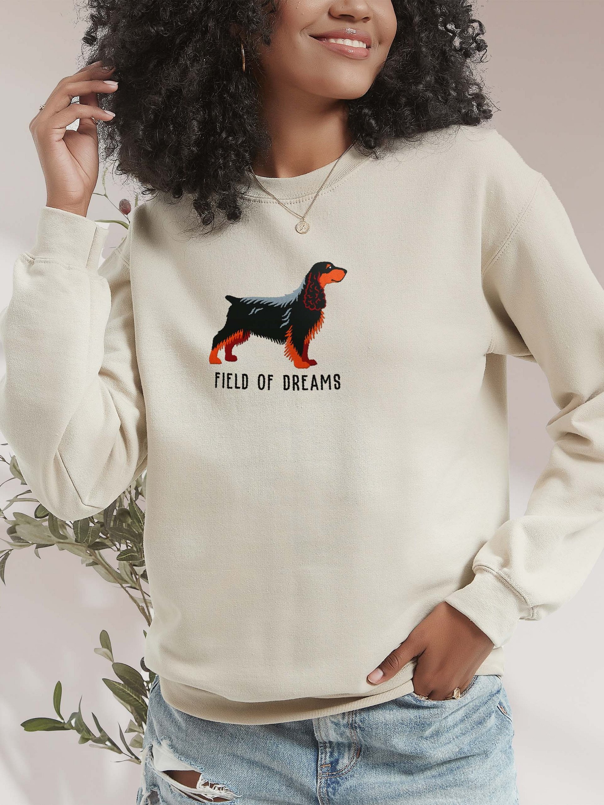 Field of Dreams Sweatshirt (Embroidered) of a Field Spaniel(Black & Tan) product image (2)