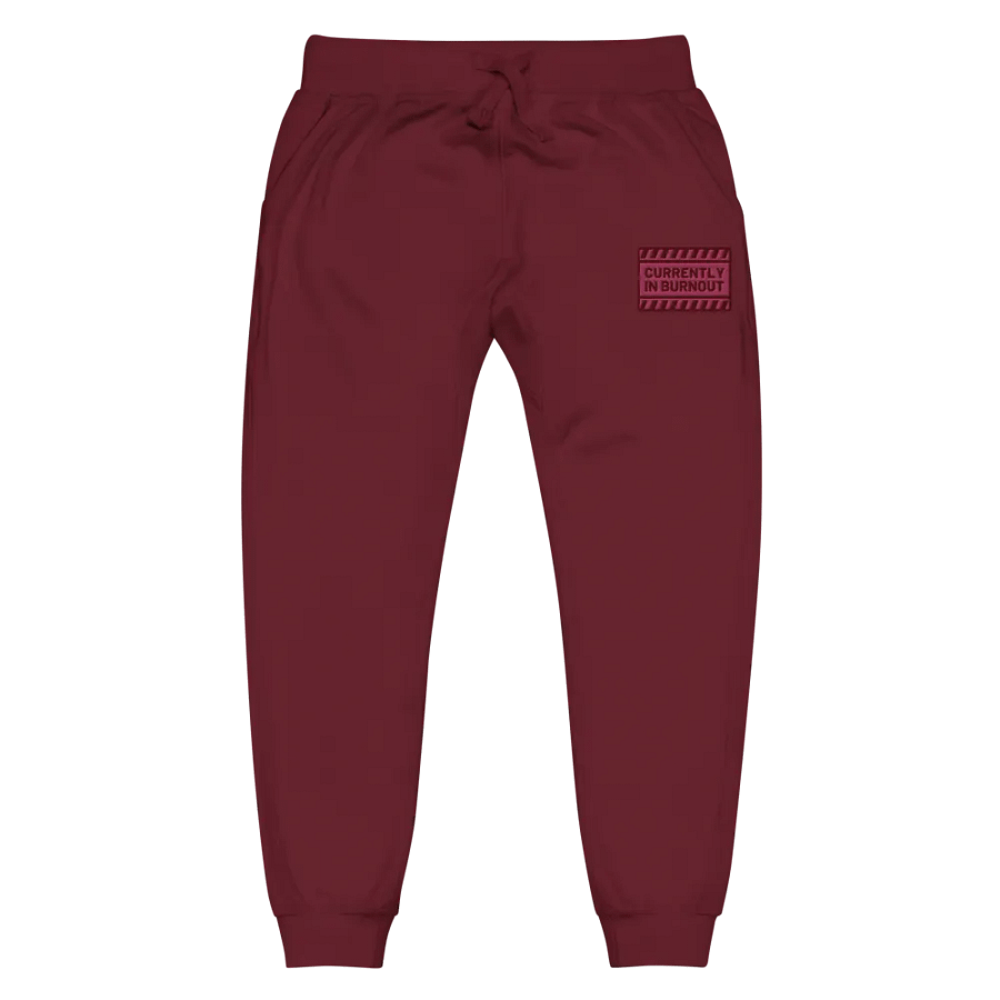CURRENTLY IN BURNOUT (rose design) embroidered fleece joggers product image (8)