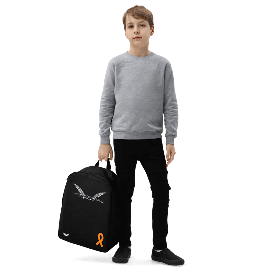 White HApex Gear White Logo Cancer Awareness Orange Ribbon. Black Minimalist Backpack product image (5)