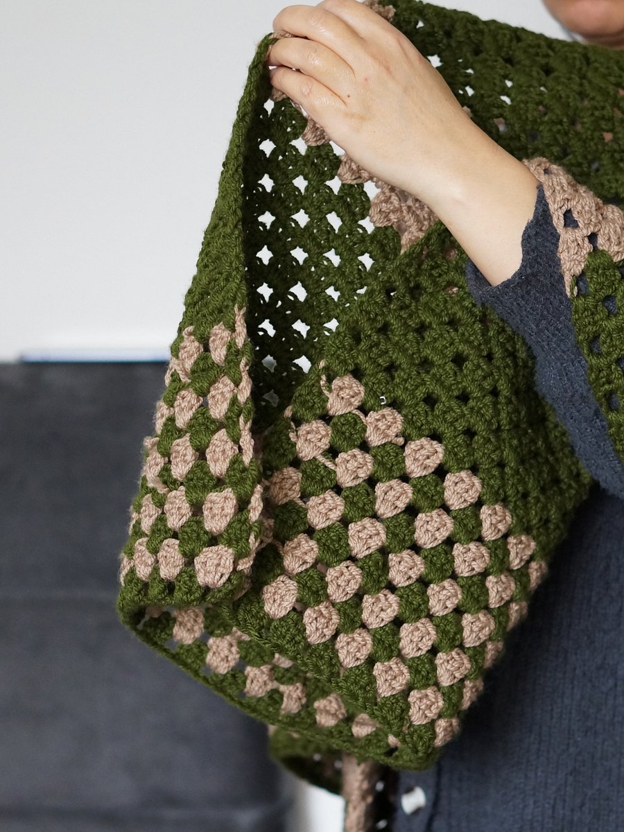 Granny stripes rectangular shawl pdf pattern product image (2)
