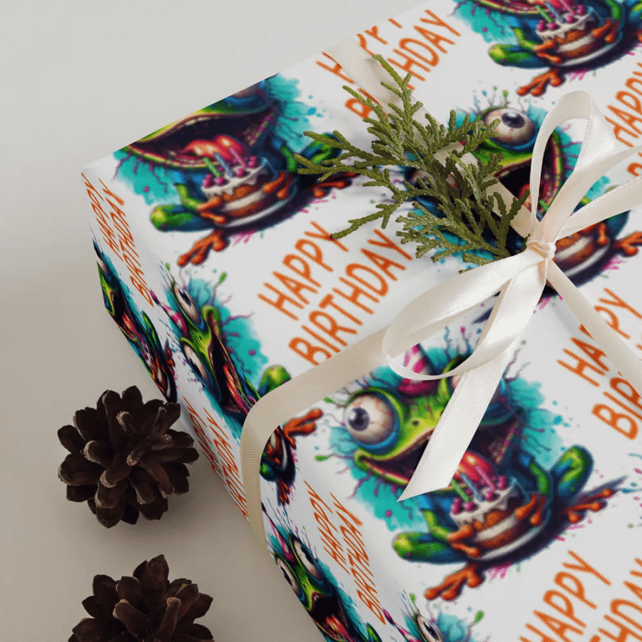 Frog Birthday Wrapping Paper Sheets | Happy Birthday Gift Wrap Set product image (6)