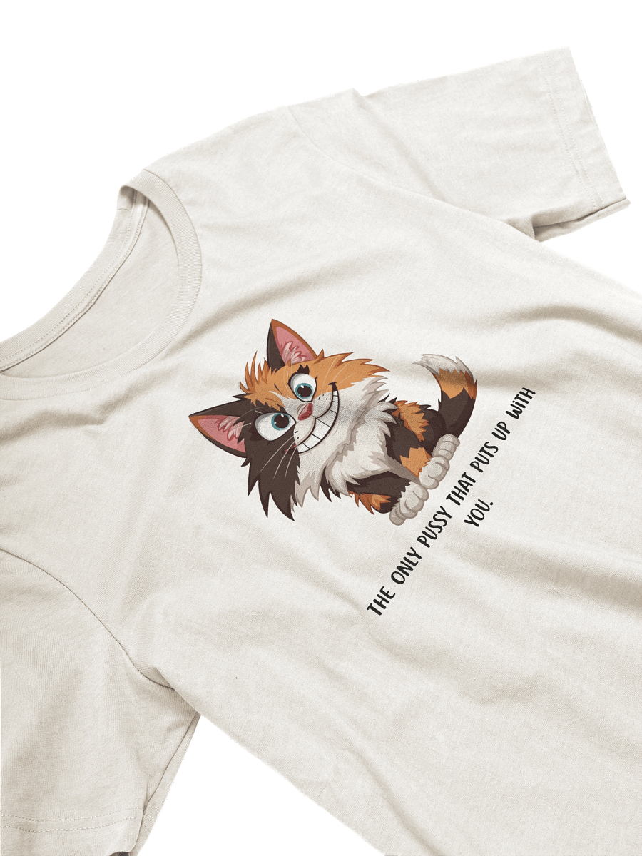 Women’s The Only Pussy That Puts Up With You – Funny Calico Cat T-Shirt | Sarcastic Humor Tee product image (3)