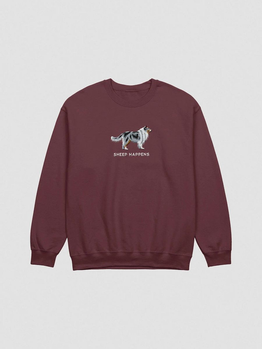 Sheep Happens Sweatshirt (Embroidered) of a Shetland Sheepdog(Blue Merle) product image (4)