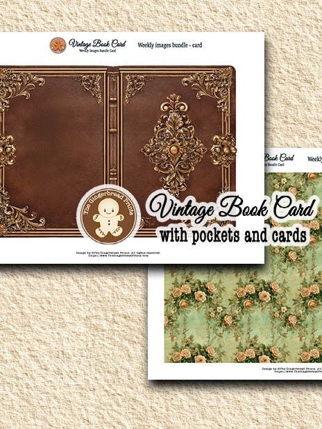 $1 Deal Vintage Book Card v2 Kit Digital Download product image (1)
