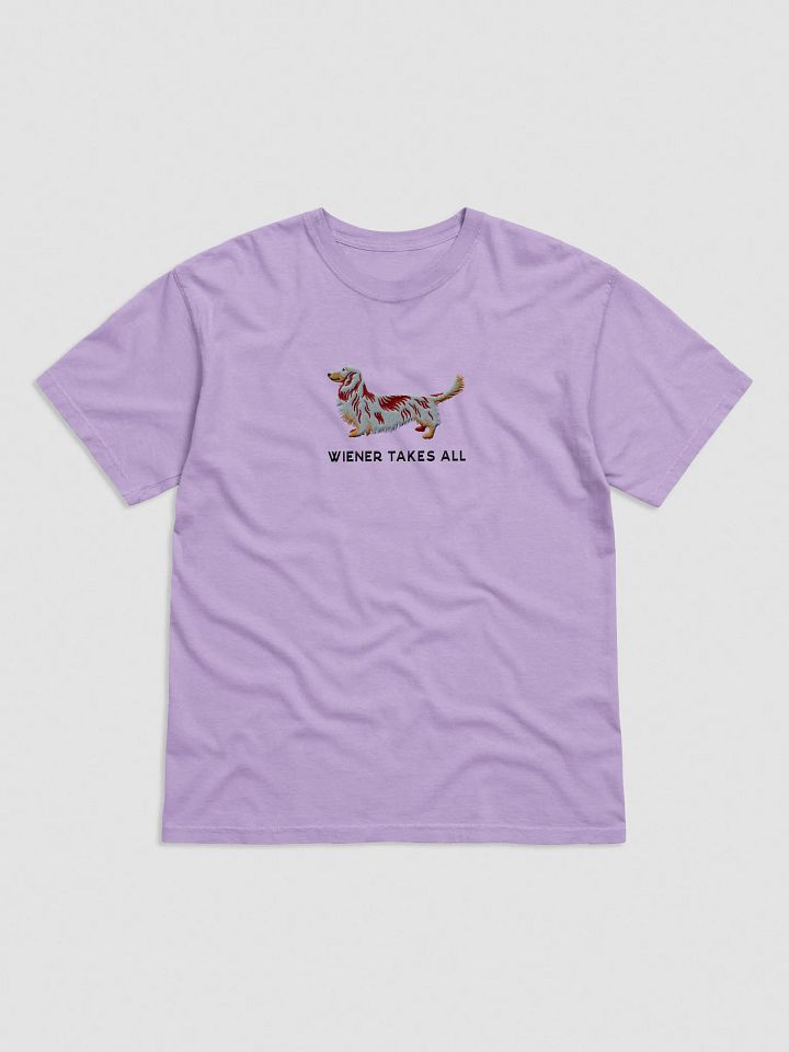 Wiener Takes All T-Shirt(Embroidered) of a Longhaired Dachshund(Red Dapple) product image (25)