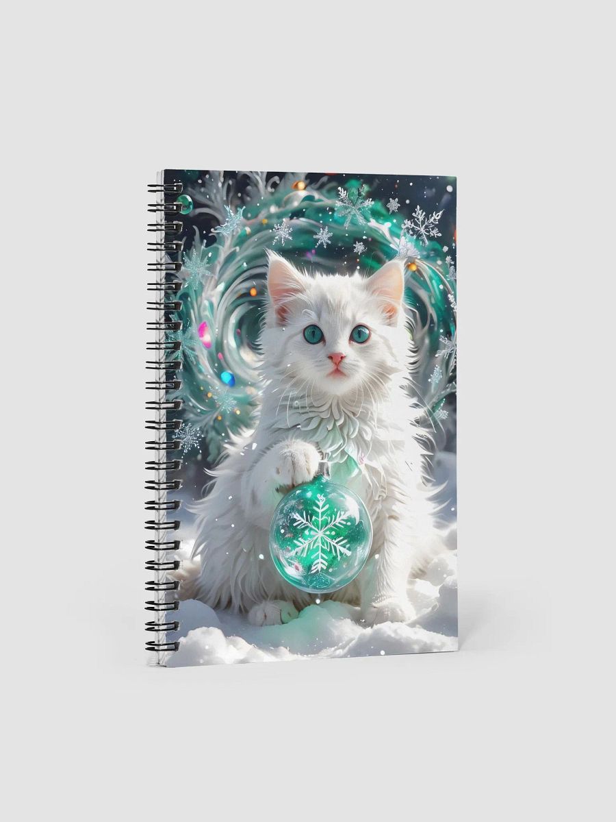 White Kitten with Snowflake Ornament Spiral Notebook product image (1)