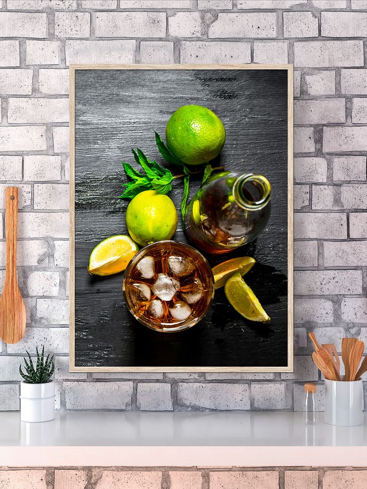 Rum, lime and mint — Food kitchen poster/blackboard, kitchen decor, kitchen wall art, aesthetic poster, minimalist poster product image (1)