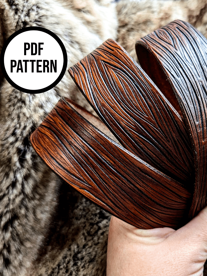 Woodgrain Leather Ring Belt - PDF Pattern for Leatherwork product image (2)
