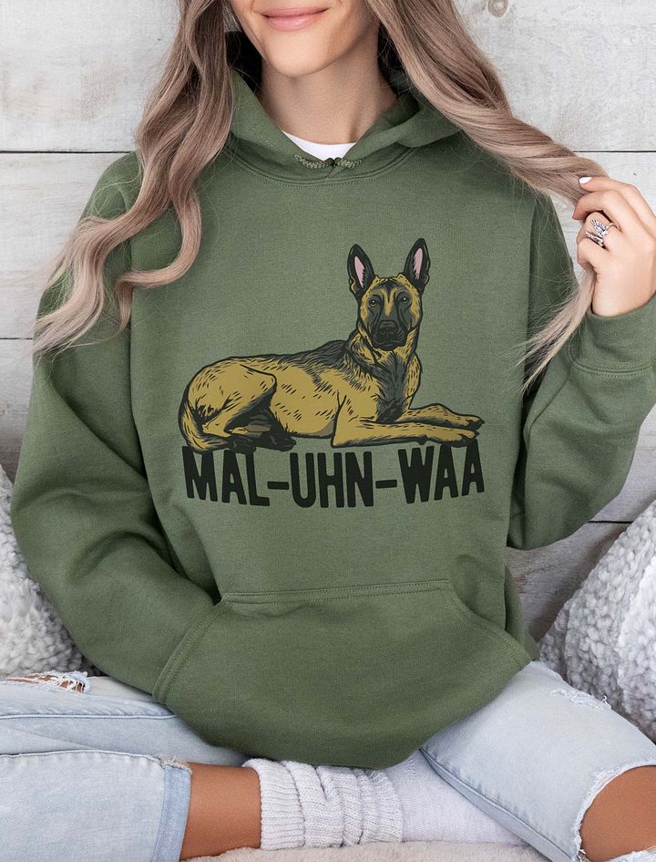 Mal-Uhn-Waa Hooded Sweatshirt of a Belgian Malinois | Funny Hoodie for Belgian Malinois and Herding Dog Owners product image (10)