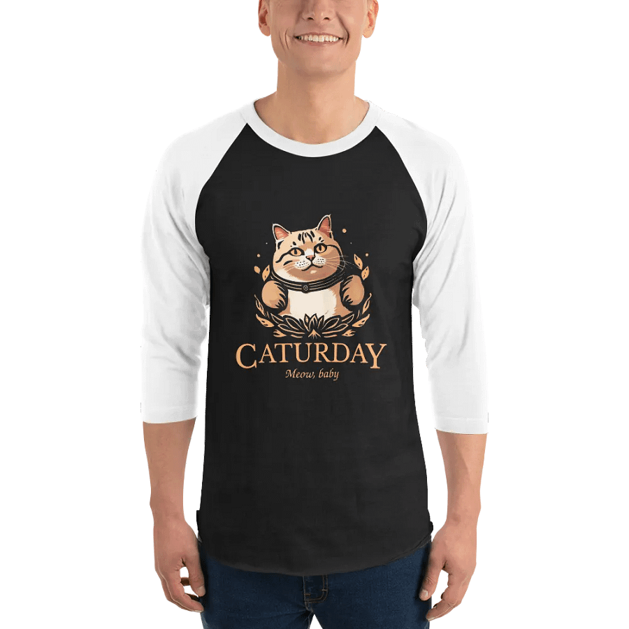 Caturday Baseball Tee - Big Orange Kitty - Stable Diffusion product image (1)