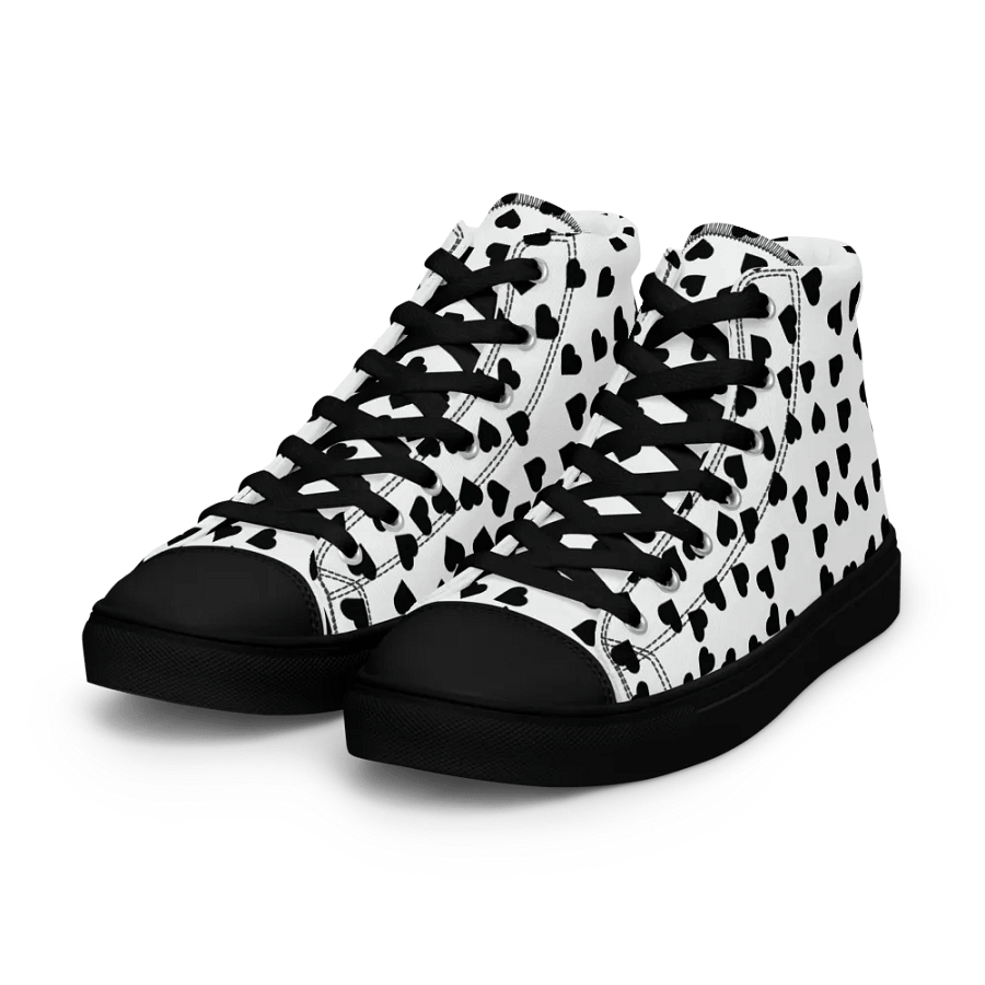 Love Pattern 4 Black and White Ladies High Top Canvas Shoes product image (10)