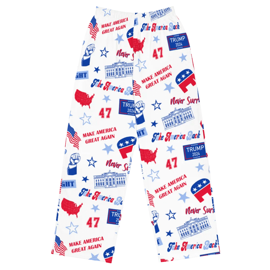 Trump 2024 Republican Patriot Make America Great Again White Pattern Unisex Pajama Pant product image (1)