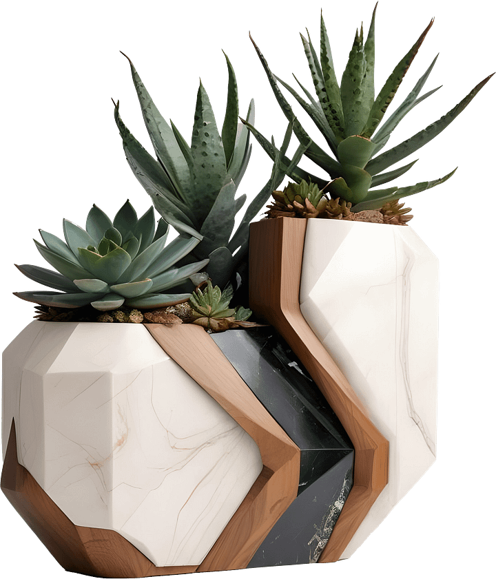 Earthly Symphony – Geometric Succulent Duo Vase PNG product image (1)
