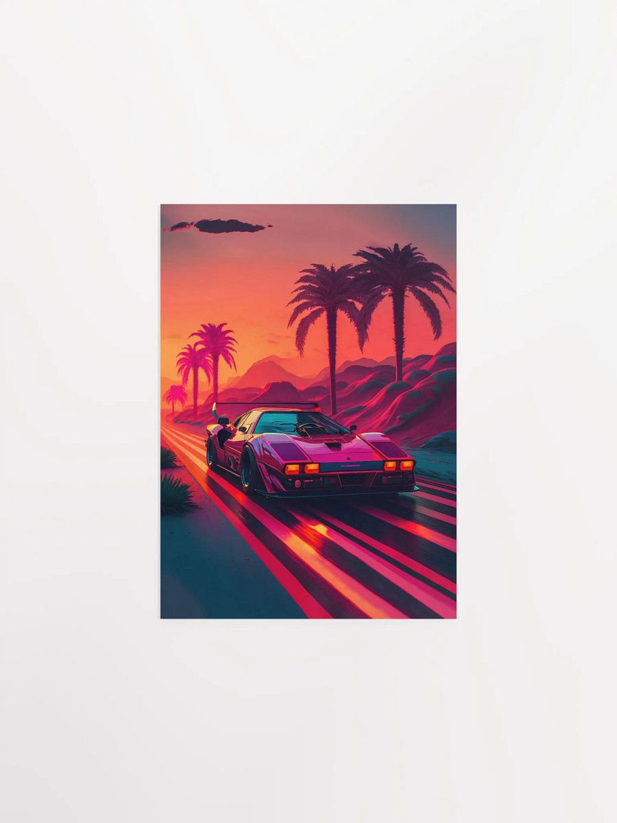 Ferrari, Retrowave car, synthwave landscape [synthwave/vaporwave/cyberpunk] — aesthetic art print product image (6)