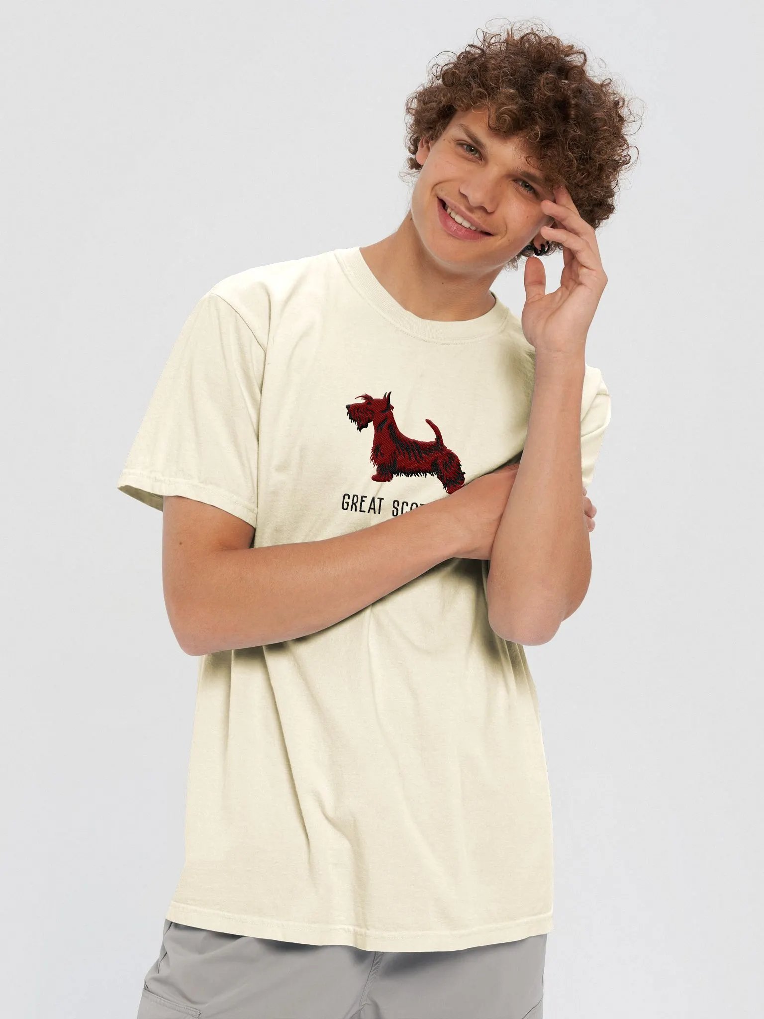 Great Scottie T-Shirt(Embroidered) of a Scottish Terrier(Brown) product image (8)
