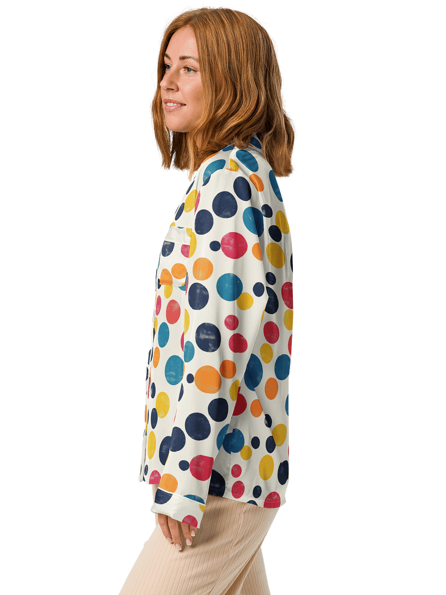 Polka Dot Illusion Vintage Retro Women's Long Sleeve Pajama Top product image (3)